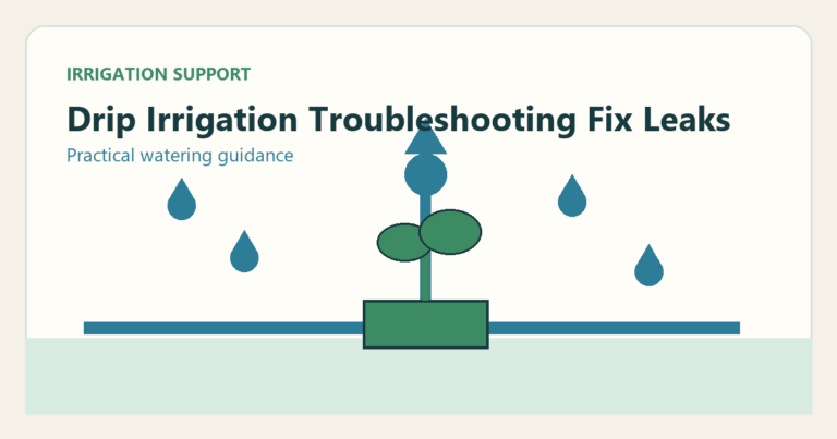 Simple irrigation illustration for drip irrigation troubleshooting fix leaks clogs pressure problems