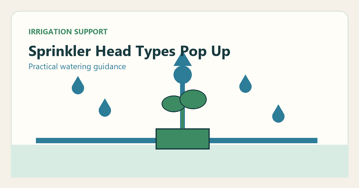 Simple irrigation illustration for sprinkler head types pop up rotor impact and drip