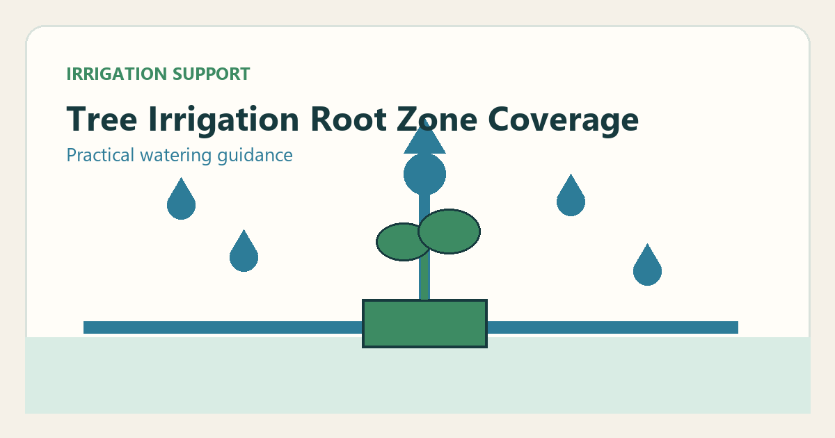 Simple irrigation illustration for tree irrigation root zone coverage