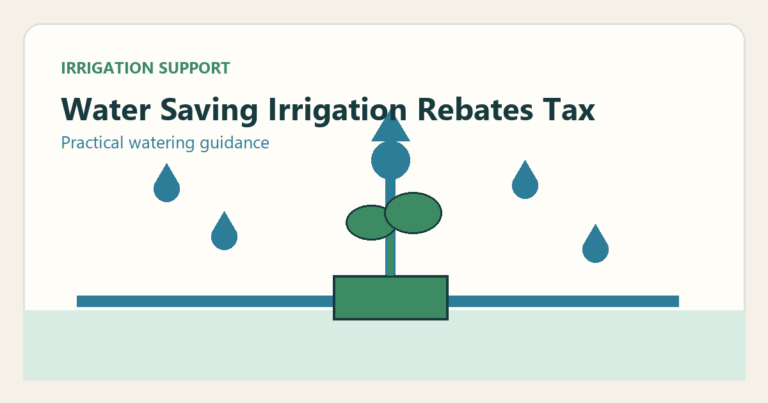 Simple irrigation illustration for water saving irrigation rebates and tax credits by state 2026